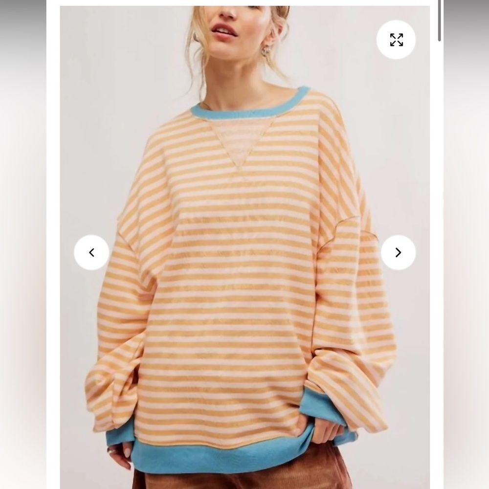 Free People We The Free Classic Striped oversized Crewneck Size Large
